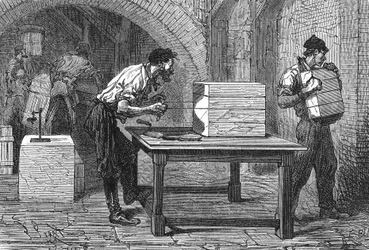 石鹸作り、マルセイユ、1880年頃（エングレーヴィング）