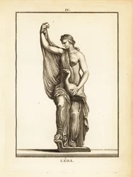 白鳥の姿をしたゼウスに誘惑されたエトリアの王女で後にスパルタの女王となったレダの像