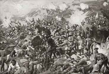 第二次ボーア戦争中の1900年1月23日、南アフリカのナタール、トゥゲラ川でのスピオンコップの戦い。