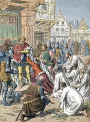 ユスターシュ・ド・サンピエール率いるカレーのブルジョワは、エドワード3世に人質として身を捧げる