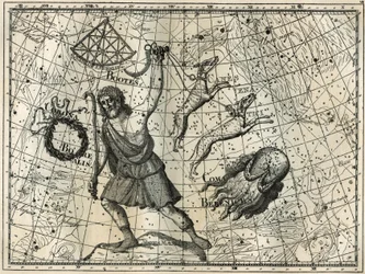 バウワー、ボレアル・クラウン、狩猟犬、ベレニスの髪の毛。カミーユ・フラマリオンの「Les étoiles et les autres curiosites du ciel」からのエングレーヴィング。