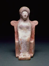 女神アテナ」ギリシャ、紀元前490年頃（テラコッタ、顔料