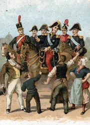 1824年、国王シャルル10世（1757-1836）がパリに入城。19世紀（クロモリトグラフ）