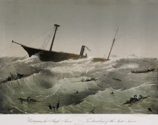 ニューファンドランド（カナダ）におけるアングロサクソンの失敗。リトグラフ（34.4x43.4cm）F. Sala et Co.