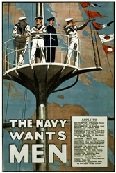 The navy wants men, c.1915 （リトグラフ