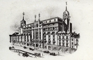 サーマル・ツーリズム：1905年頃のフランス、ヴィシーのカールトン・ホテルの眺め（絵葉書）