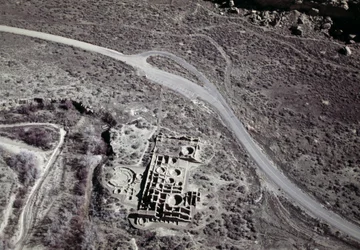アナサジの古代集落の眺め、チャコ文化国立歴史公園、チャコ・キャニオン、ニューメキシコ、アメリカ合衆国、アナサジ文明