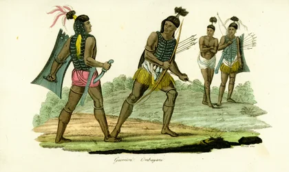 インドネシア・オンバイ島の胸当てをつけた戦士たち