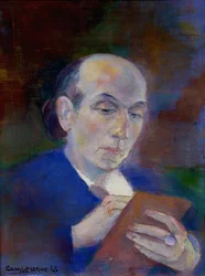 カルカソンヌ (オード) の自室での作家兼詩人のジョー・ブスケ (1897-1950)。 詩人はベッドに横たわっている代表的な執筆です。 ジャン・カンベロクの肖像 (1917-2001)