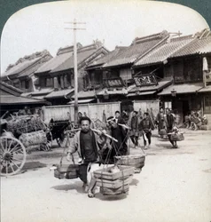 クーリー、東京のストリートシーン、1896