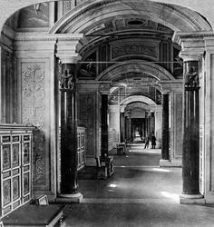 バチカン図書館、ローマ、イタリアのインテリア。