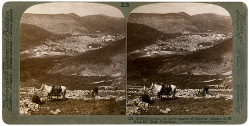 1900年代にパレスチナのエバル山の南西にあるシェケム。