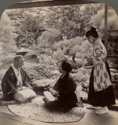 美術工芸界の指導者、並河靖之氏邸の庭園、京都、日本、1904年