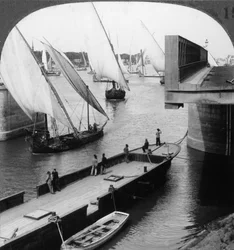 偉大なナイル橋、カイロ、エジプト、1905年。