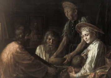 ミハイル・シバノフによる絵画を夕食した農民、1774年。