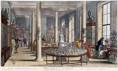 ロンドン（イギリス）の磁器店 ウェッジウッド＆バイアリー - 1800年頃のリトグラフ