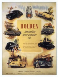 ホールデン・オーストラリア車の広告、1950年頃（絵葉書）