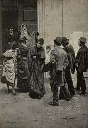 ミサの後」アルナルド・フェラグーティ（1862-1925）画、サッバティーニ版（『イタリア・イラストラツィオーネ』21年8号、2月25日付より