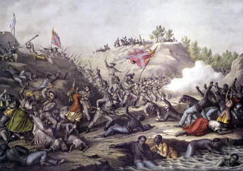 アメリカ南北戦争（1861～1865年）。テネシー州フォート・ピローの戦い（4月12日