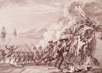 アメリカ独立戦争：1778年9月7日のフランス軍によるドミニカ侵攻（エングレーヴィング