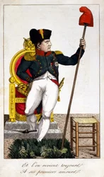 そして、いつも彼の初恋の人、1815年に権力を握ったナポレオン1世を描いた風刺画に戻るのです（「百日のエピソード」）。