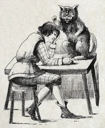 フランスの作家シャルル・ペロー（1628-1703）の物語「ボットのおしゃべり」の匿名の挿絵。イメージ：Marcel Vagne、Jarville Nancy、年代不詳（19世紀後半）。