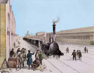 パリ・オルレアン線貨物列車の到着 - 19世紀の版画 - Privee Collection