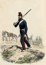 1830年にアルジェリアに駐留したフランス軍の山岳砲兵大隊（Leon Galibert著「L