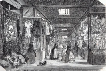 19世紀のパリのパレ・ロワイヤル（王宮）の車庫 - Edmond Texier 1852年の「Tableau-de-Paris」に掲載されたエングレーヴィング