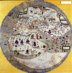 15世紀初頭のカタルーニャ地方の平面図。エステ家の図書館（Biblioteca Estense）、モデネ。