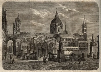 Cathedrale de Palermo - Duomo di Palermo - Palermo Cathedral - engraving in "Dictionnaire populaire illustrious" - 1864 - by Joseph Decembre and Edmond Allonier -.