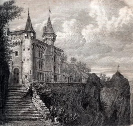 サン・ポーリアンのロシュランベール城 (chateau-de-la-rochelambert) - オート＝ロワール地域圏 - オーヴェルニュ＝ローヌ＝アルプ地域圏 - 1867年頃のエングレーヴィング