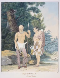 フラットヘッド・インディアンの酋長、1843-50年頃（水彩画）