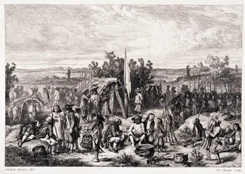 Chouans au bivouac - W. Coquebert編集のPitre-Chevalier著「La bretagne ancienne et moderne」に掲載。