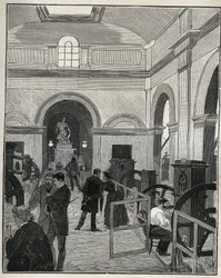 パリ紋章館の貨幣工房。Adolphe BITARDの "Les arts et metiers illustres "に掲載された1885年のエングレーヴィング。