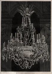 バカラ社のクリスタル・シャンデリア - ルイ・フィギエの「産業の傑作」に掲載されている彫像