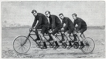 quadruplette gladiator "という自転車に乗ったサイクリスト。"La Nature "に掲載された彫刻