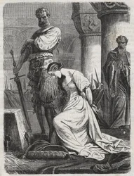 Death of Katherine Howard, Wife of Henry VIII engraving 1864- Catherine Hovard or Catherine Howard (Katherine or Katheryn)