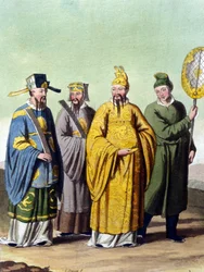 マンダリンに囲まれた中国の皇帝-J.フェラリオ編「Le costume ancien et moderne」にて。ミラノ