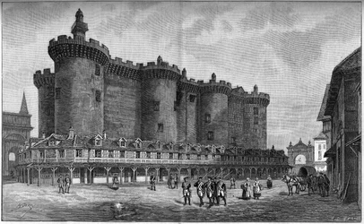 1788年のバスティーユ地区と監獄を描いた版画。