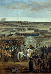 第一帝政：ライプツィヒの戦い（諸国民戦争）で白馬に乗る皇帝ナポレオン1世（1769-1821年）、10月16-19日