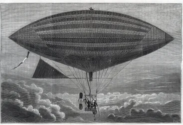 10月8日（月）にアルベール（1839-1906）とガストン・ティサンディエ（Tissendier）（1843-1899）フランスの科学者、雑誌「La Nature」の編集者によって実験された、初の電気式エアロスタットのヘリコプタ。