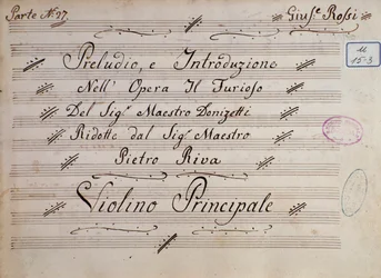 ガエタノ・ドニゼッティ作曲のヴァイオリン用楽譜「Il furioso all