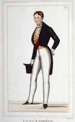 フランソワ・フェルディナン・フィリップ・ドルレアン（ジョインヴィル公爵、フランス海軍提督）（1818-1900年）。1830年に描かれたエングレーヴィング。