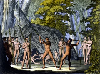 ブラジルのインディアン、ボトクドスの間の未来-フェラリオの「古代と現代の衣装」（ミラノ編）にて
