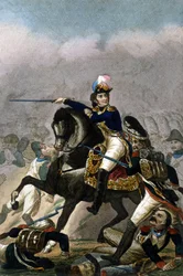 エスリングの戦い（1809年5月21日～22日）におけるモンテベロ公爵ジャン・ランヌ将軍（1769～1809年）のエングレーヴィング（19世紀）。.ミラン