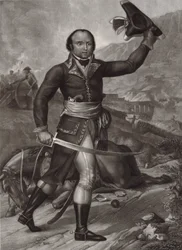 フランス共和国軍の将校服を着たトマ・アレクサンドル・デュマ将軍 -Alexandre Davy de la Pailleterie said Dumas (1762-1806) フランスの作家アレクサンドル・デュマの父であるフランス人将校 父 - le general Thomas Alexandre Davy de la Pailleterie (1762-1806)
