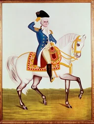 白馬に乗ったワシントン将軍（水彩画）