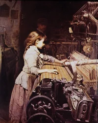 機械式紡績で働く少女 19世紀後半