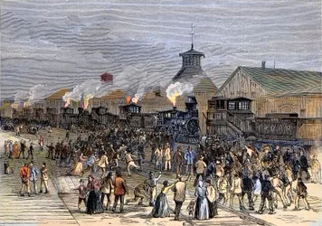 1877年の鉄道大ストライキ、ウェストバージニア州マーティンズバーグでエンジンを封鎖